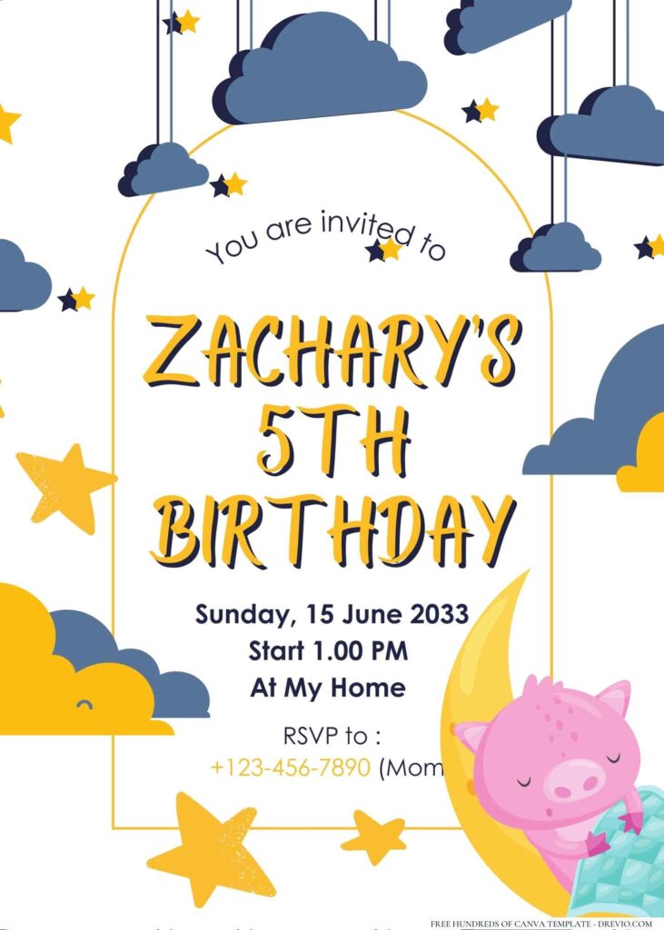 FREE Editable Moon and Stars Birthday Invitation