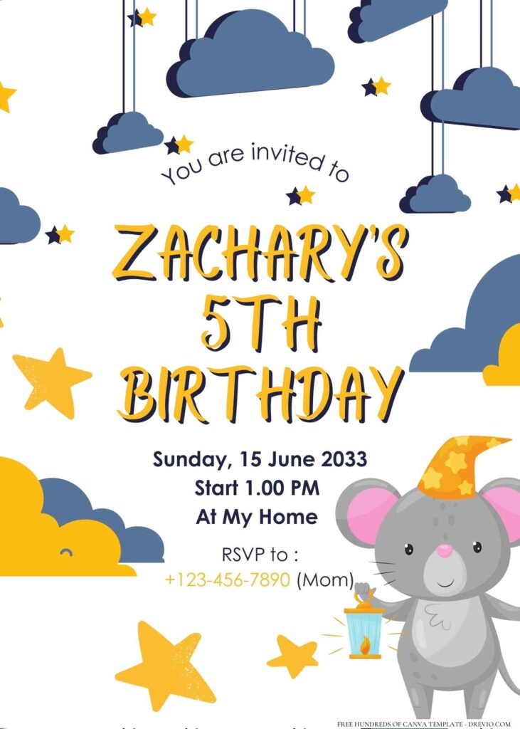 FREE Editable Moon and Stars Birthday Invitation