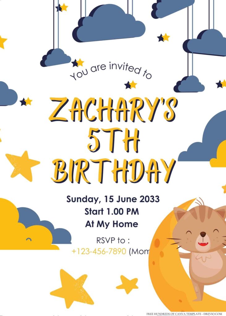 FREE Editable Moon and Stars Birthday Invitation