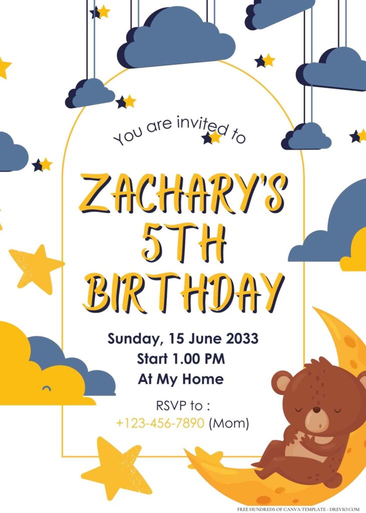 FREE Editable Moon and Stars Birthday Invitation