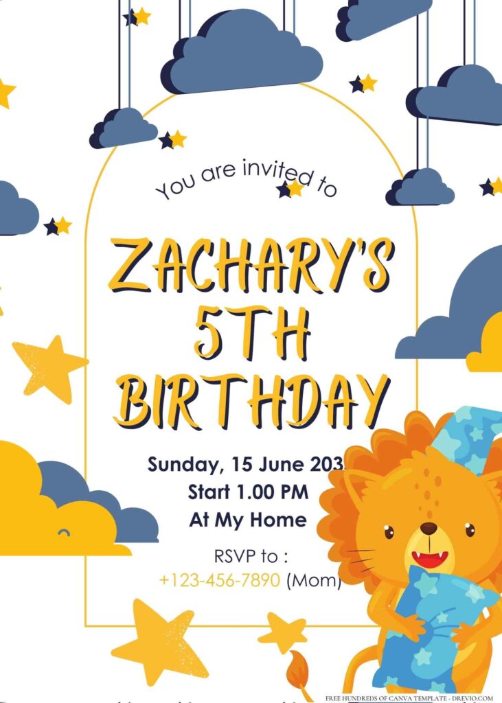 FREE Editable Moon and Stars Birthday Invitation
