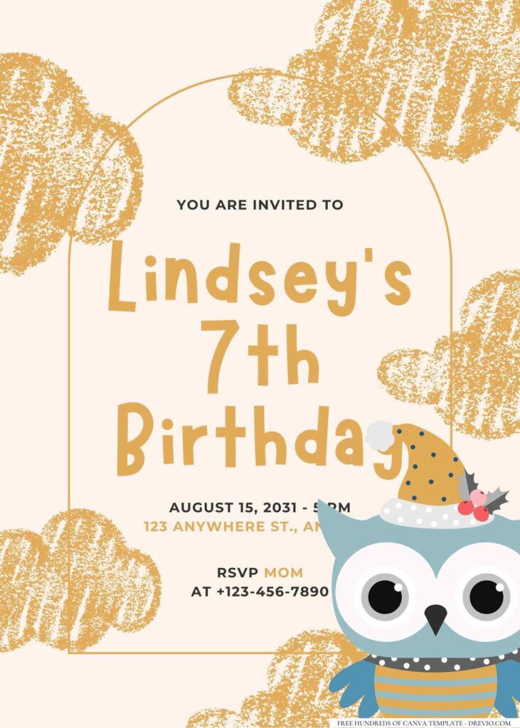 FREE Editable Owl Birthday Invitation