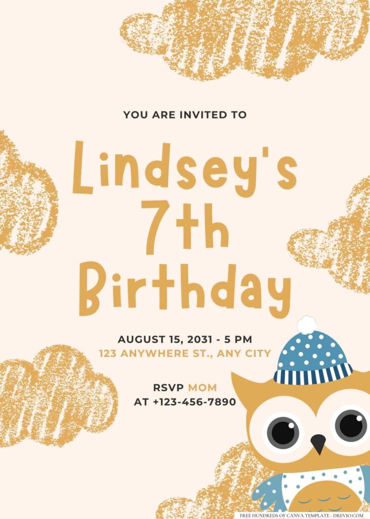 FREE Editable Owl Birthday Invitation
