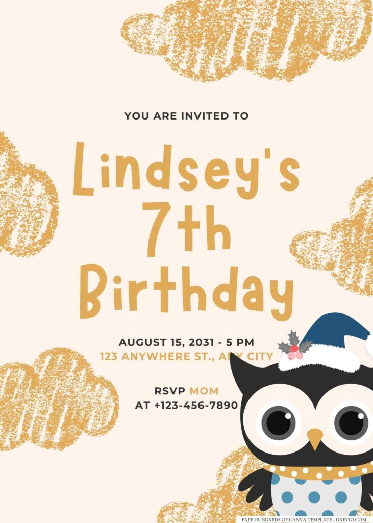 FREE Editable Owl Birthday Invitation