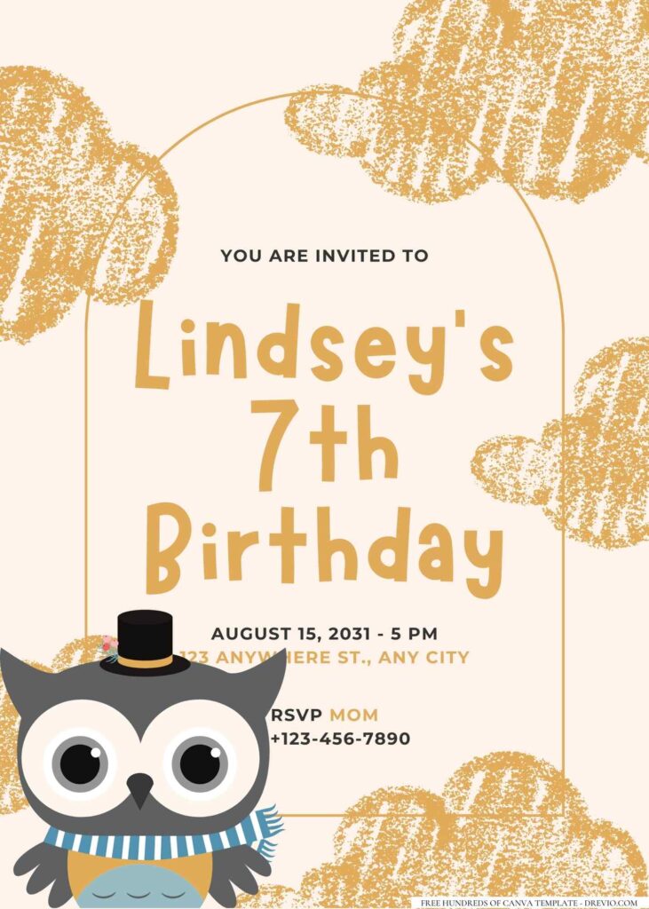 FREE Editable Owl Birthday Invitation