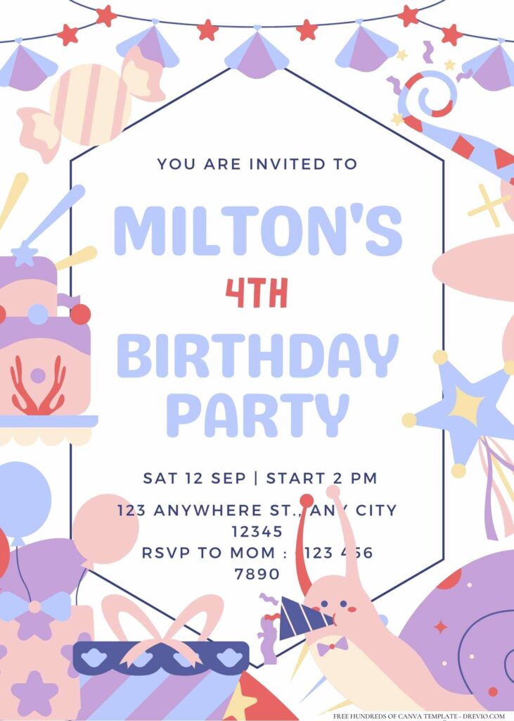 FREE Editable Simple Cute Sea Animals Birthday Invitation