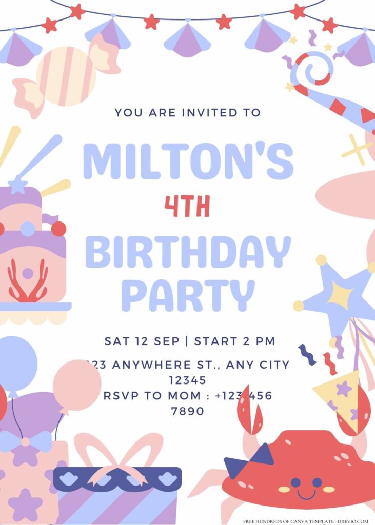 FREE Editable Simple Cute Sea Animals Birthday Invitation