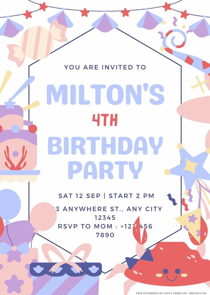 FREE Editable Simple Cute Sea Animals Birthday Invitation