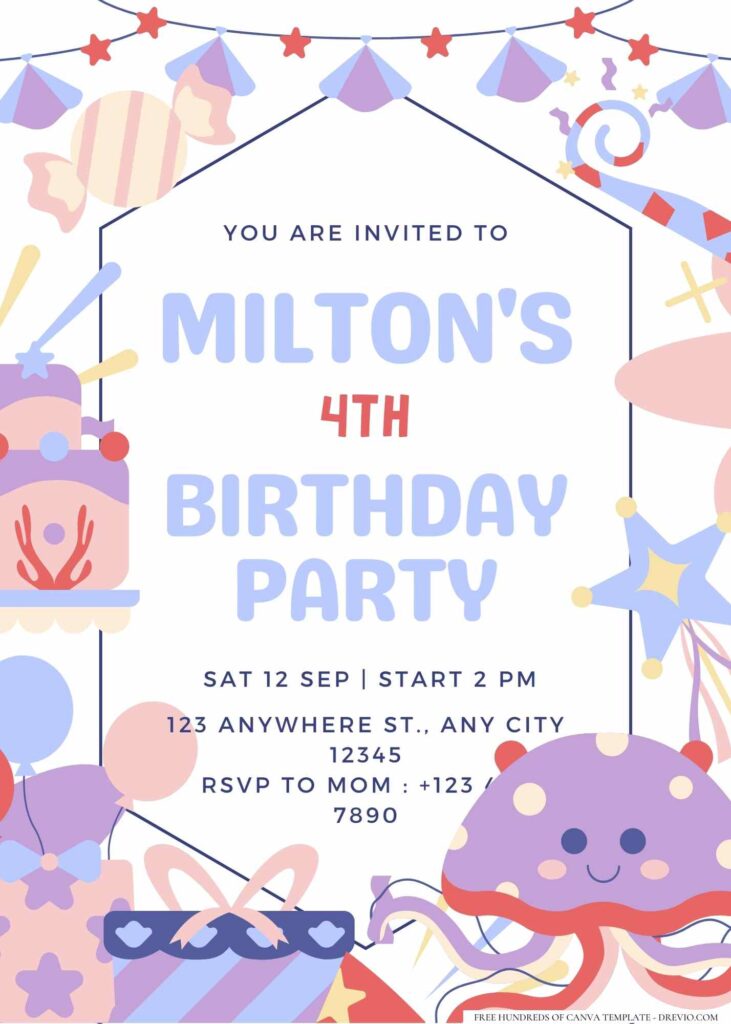 FREE Editable Simple Cute Sea Animals Birthday Invitation