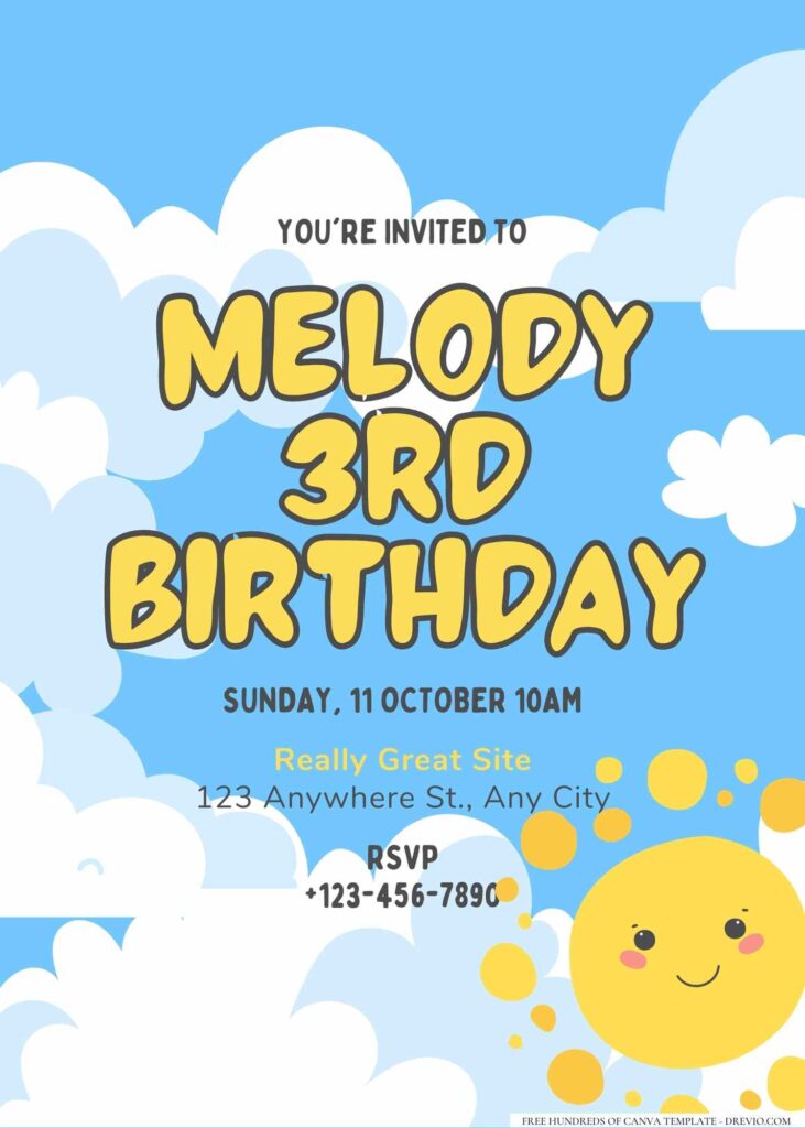 FREE Editable Sunshine Birthday Invitation