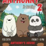 FREE We Bare Bears Birthday Invitation Templates