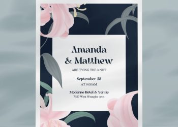 (Free Editable PDF) Divine Love Lily Wedding Invitation Templates