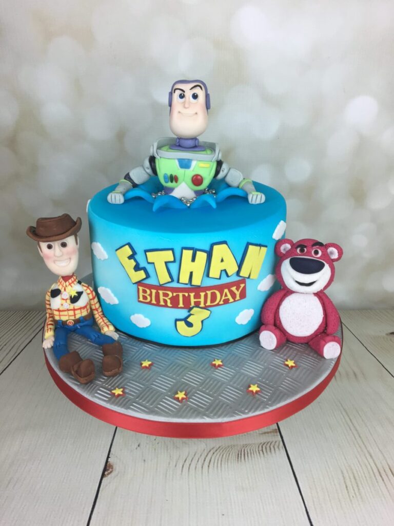 Adorable Light Blue Toy Story Birthday Cake