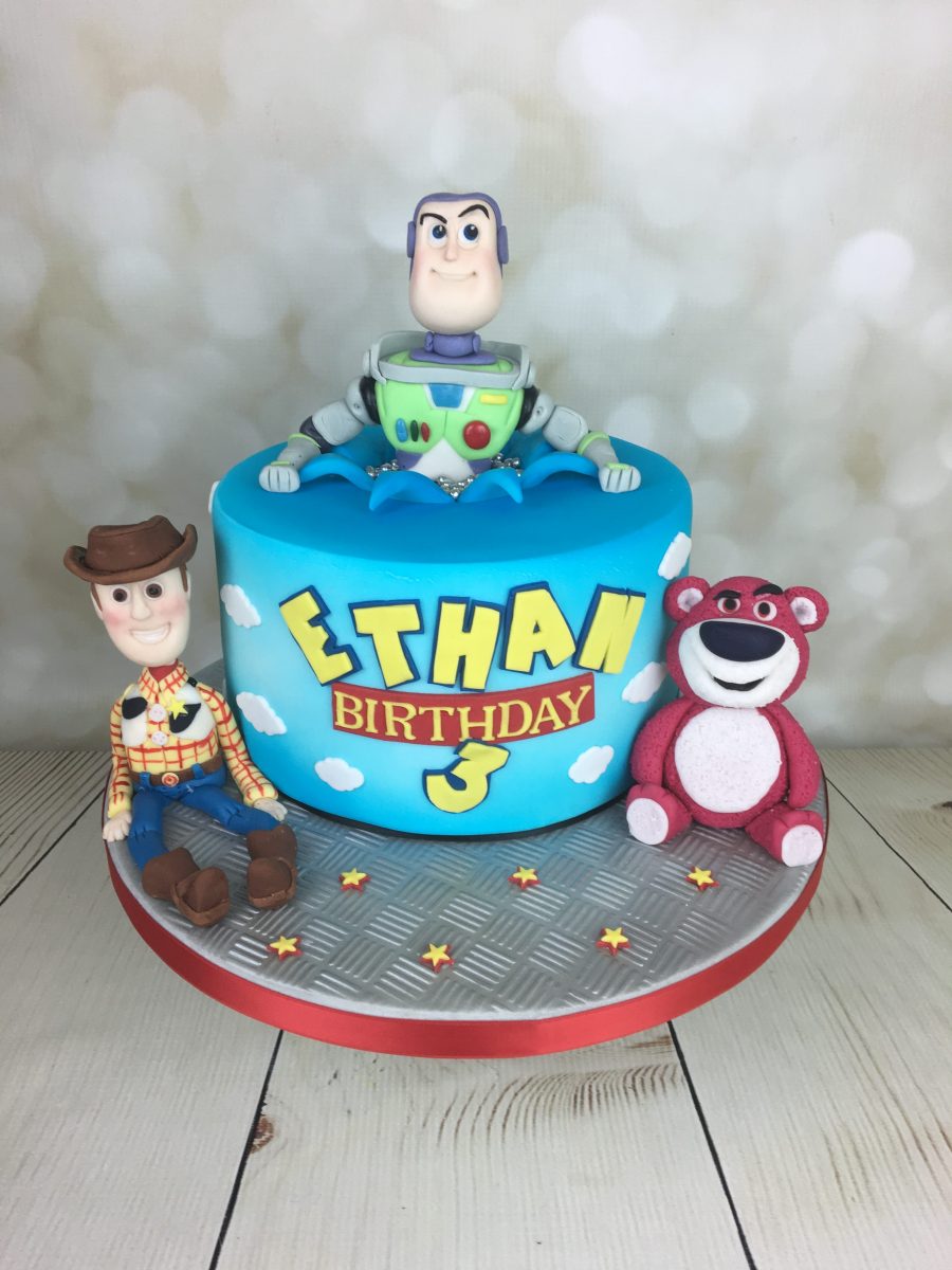 Adorable Light Blue Toy Story Birthday Cake