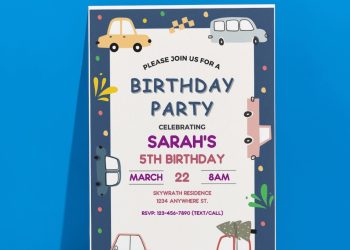 (Free Editable PDF) Cartoon Cars Birthday Invitation Templates