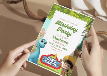 (Free Editable PDF) Lovely Dino Ranch Birthday Invitation Templates F
