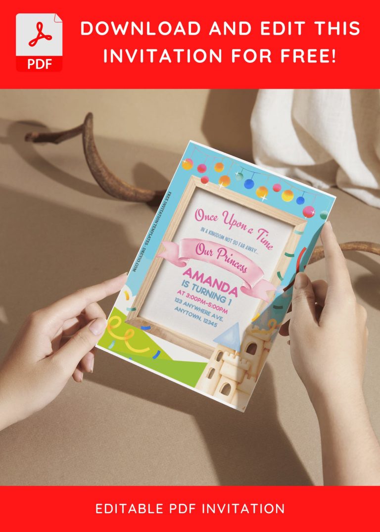 (Free Editable PDF) Cute Princess Celebration Birthday Invitation Templates