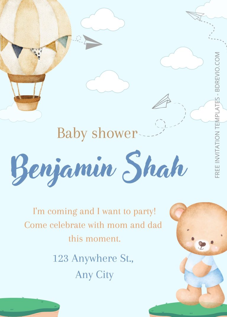 FREE Adorable Teddy Bear Baby Shower Invitation Templates