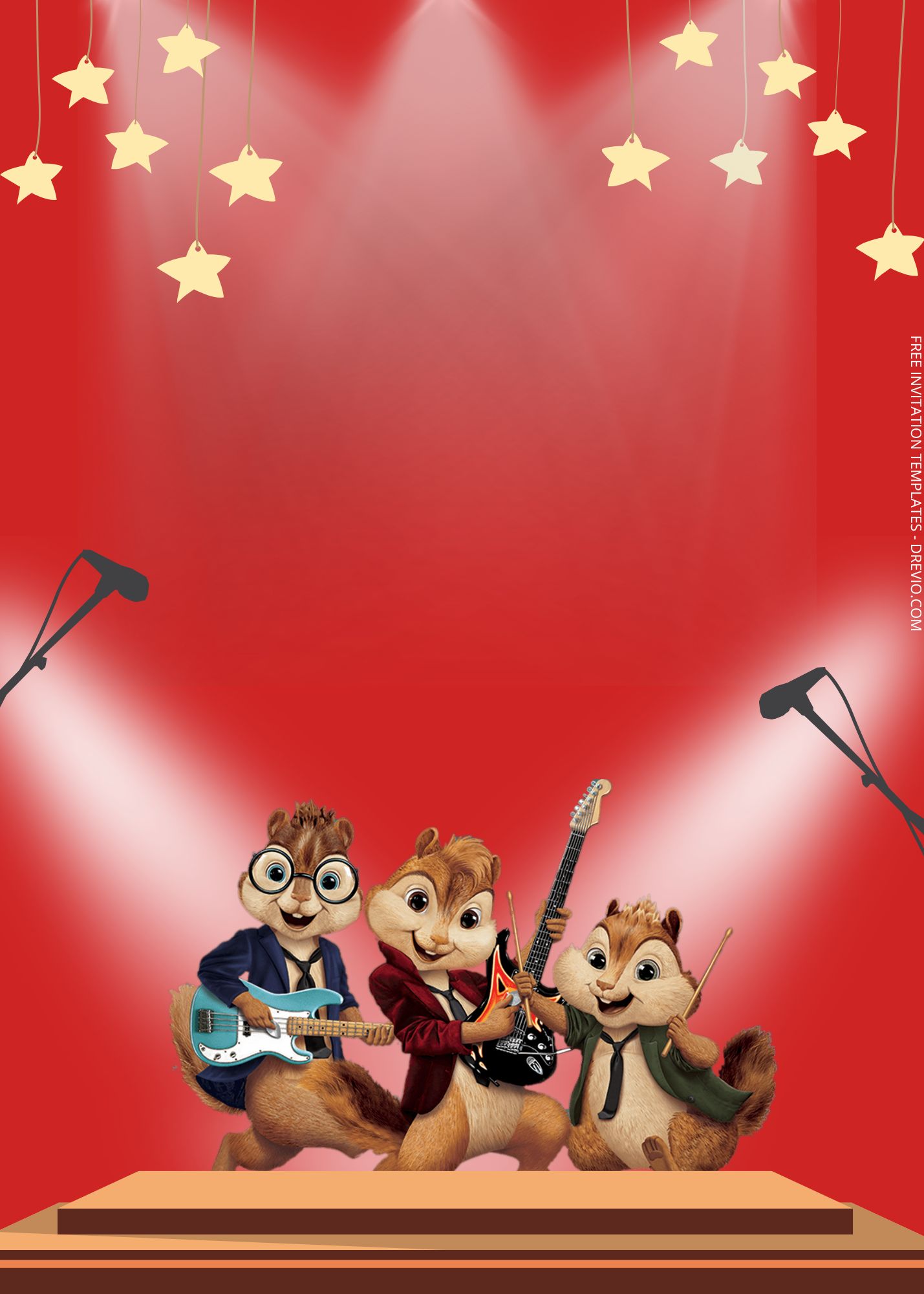 FREE Alvin & The Chipmunks Birthday Invitation Templates