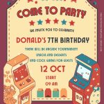 FREE Arcade Party Birthday Invitation Templates