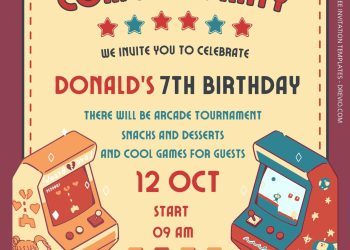 FREE Arcade Party Birthday Invitation Templates