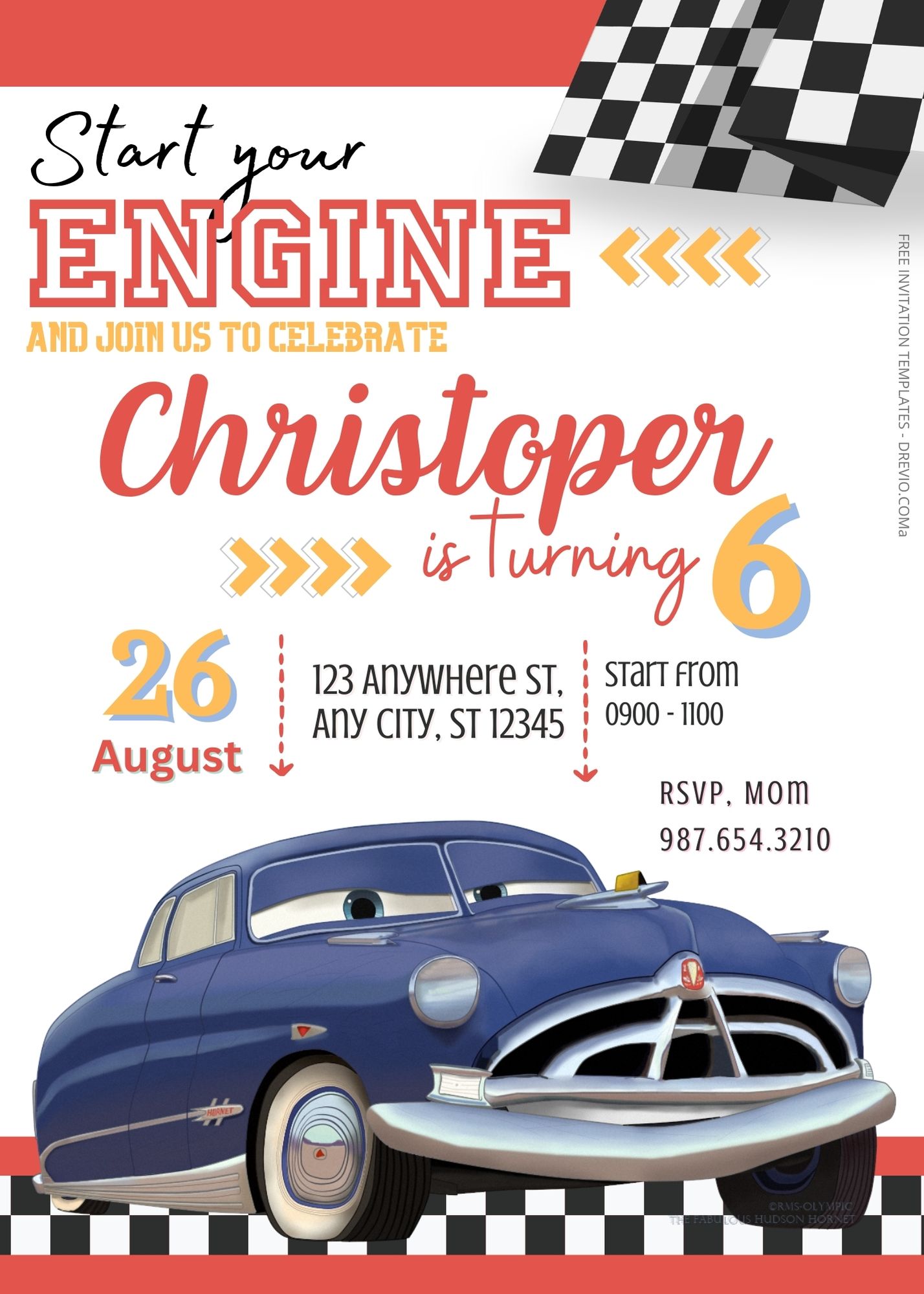 FREE Cars Birthday Invitation Templates