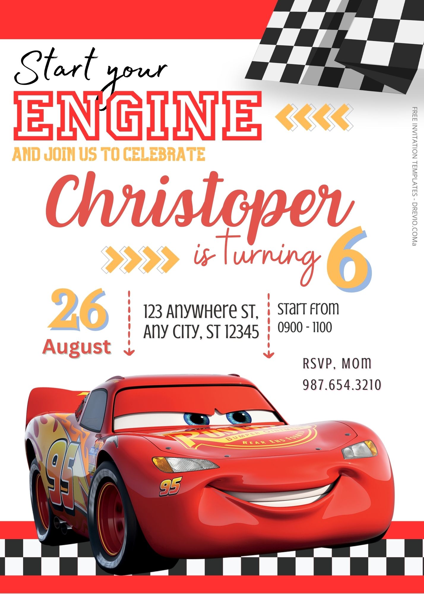 FREE Cars Birthday Invitation Templates
