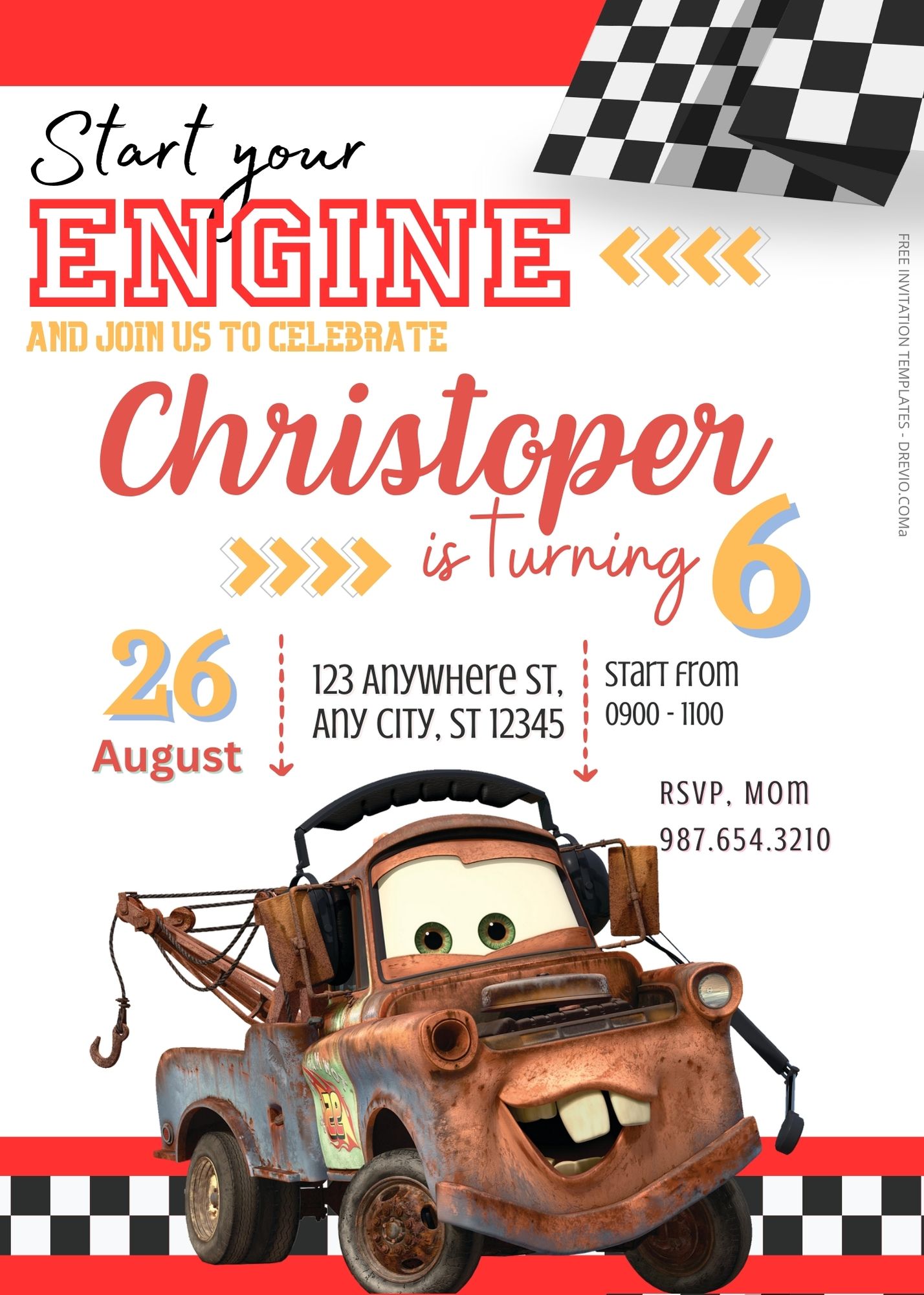 FREE Cars Birthday Invitation Templates
