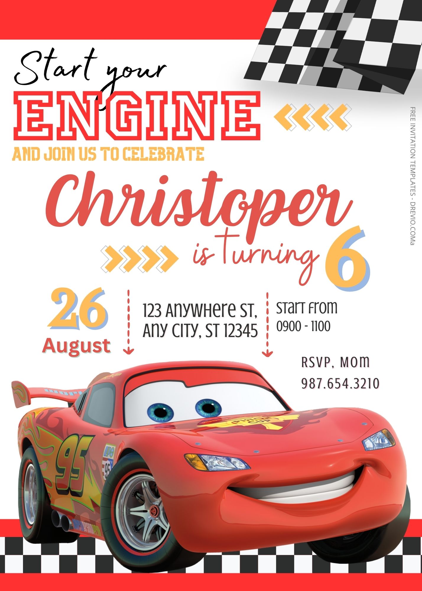FREE Cars Birthday Invitation Templates