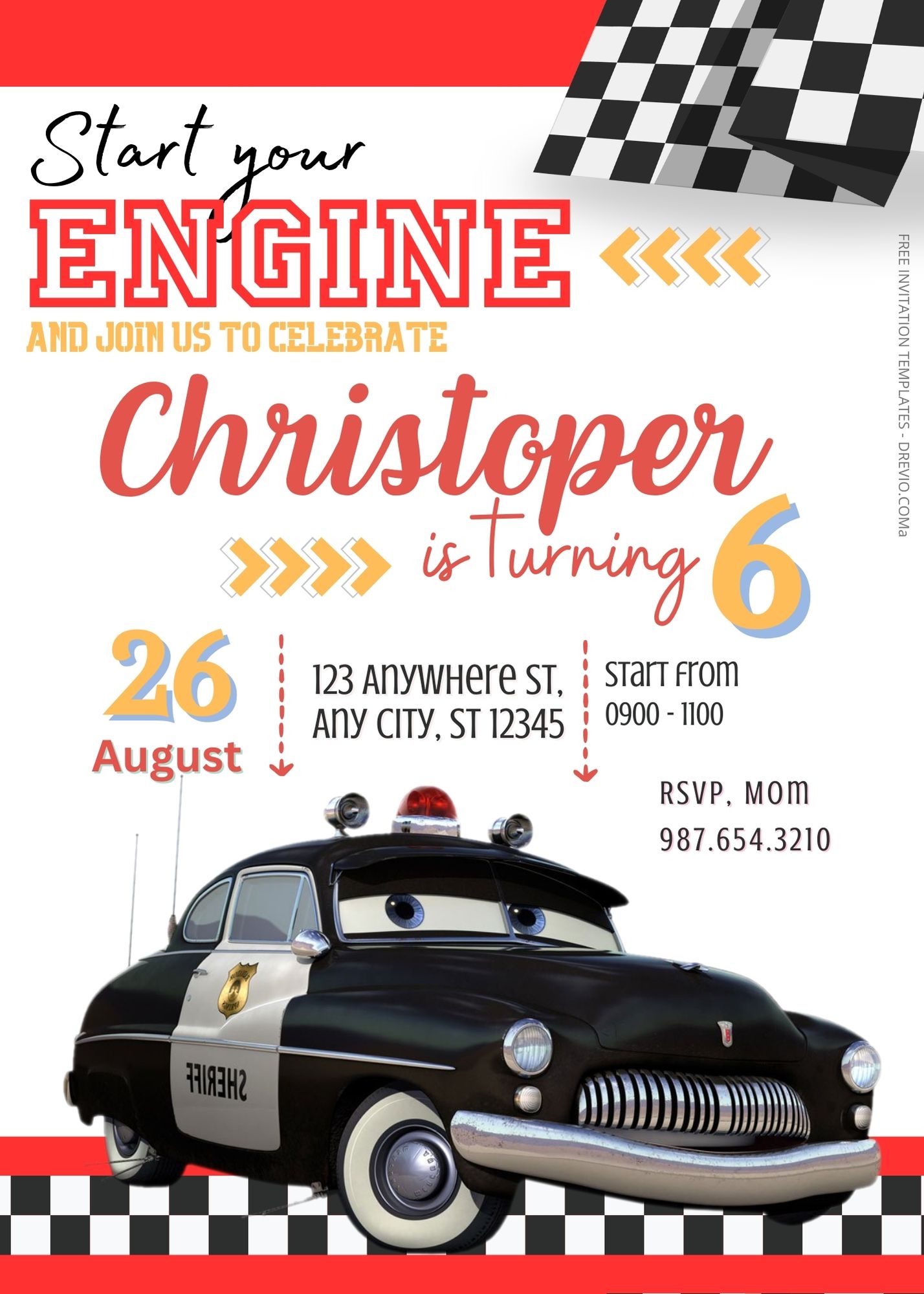 FREE Cars Birthday Invitation Templates