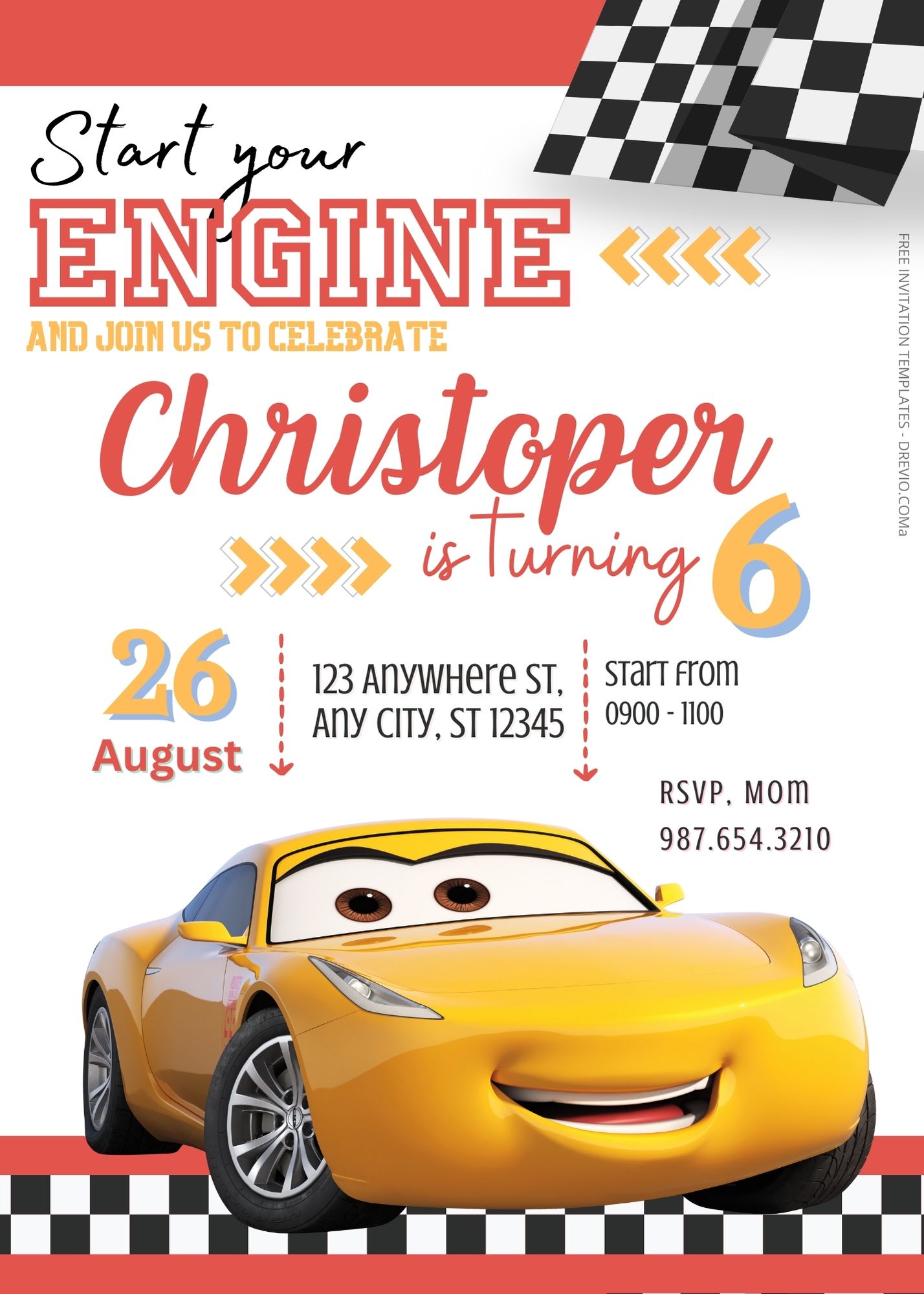 FREE Cars Birthday Invitation Templates