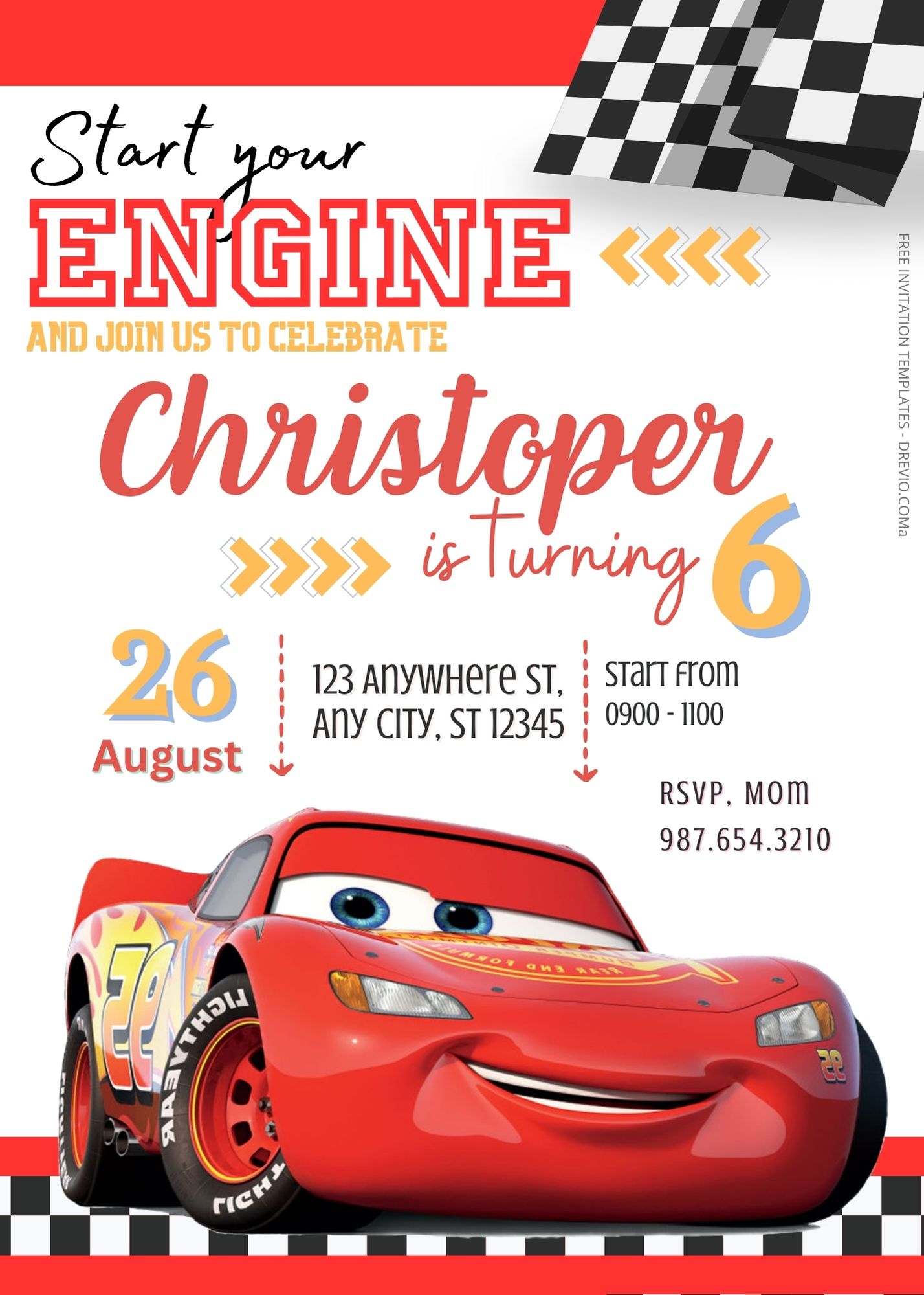 FREE Cars Birthday Invitation Templates