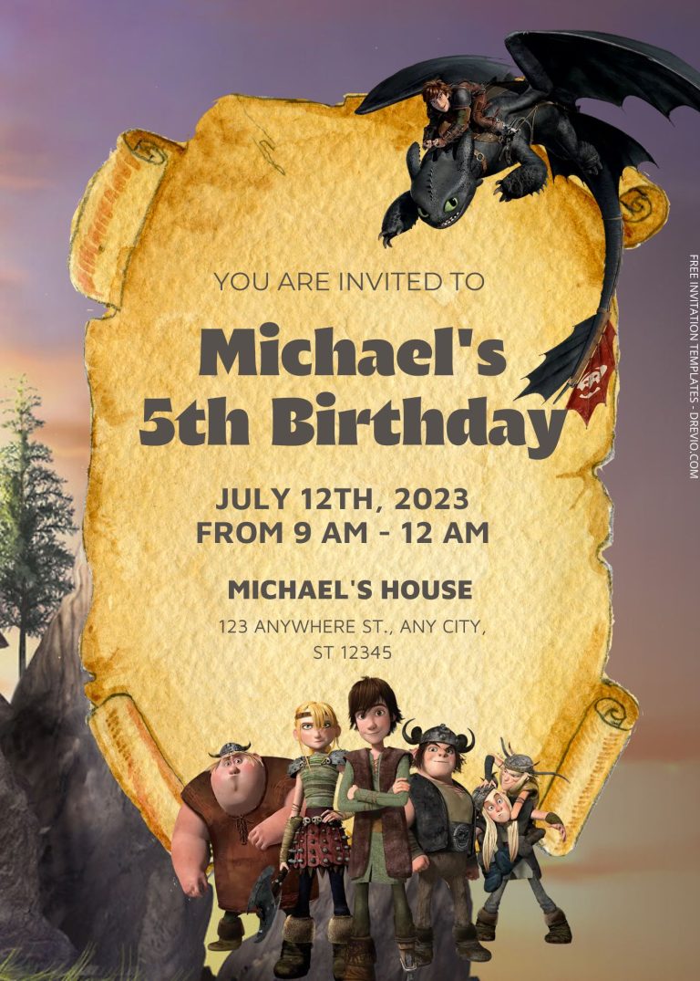 FREE How To Train Your Dragon Birthday Invitation Templates