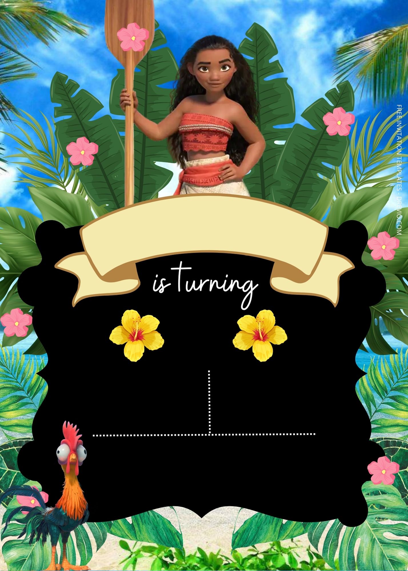 FREE Moana Birthday Invitation Templates
