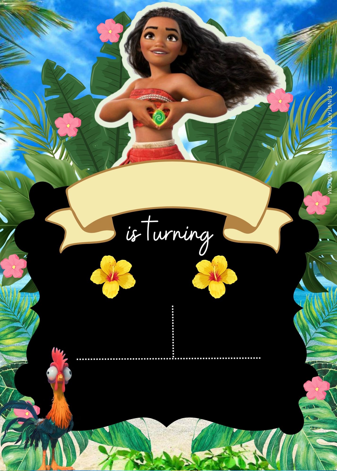 FREE Moana Birthday Invitation Templates