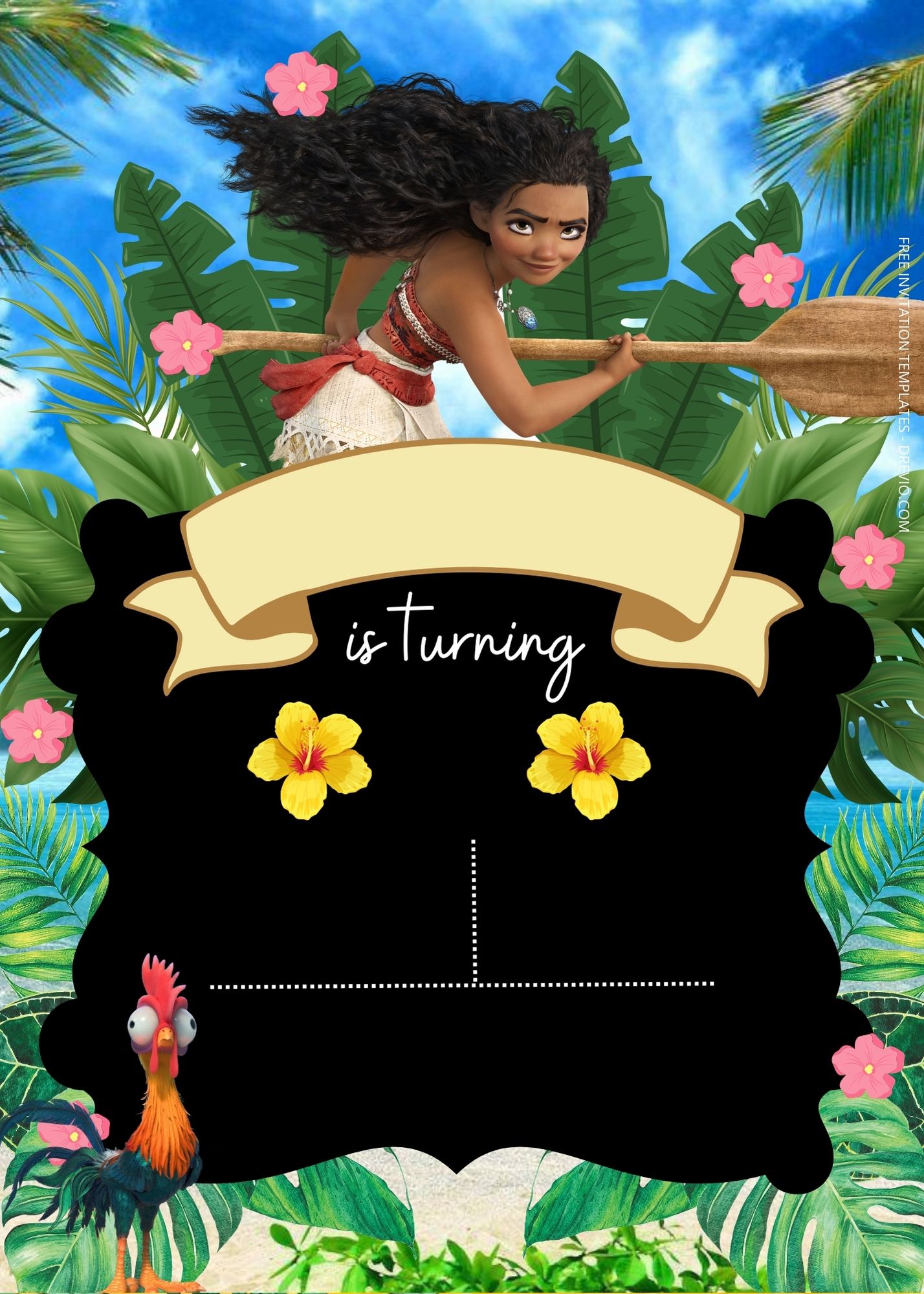FREE Moana Birthday Invitation Templates