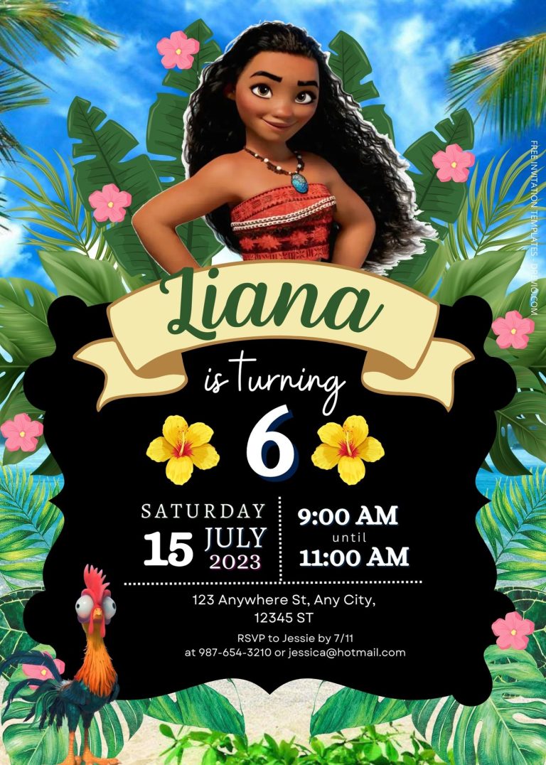 FREE Moana Birthday Invitation Templates