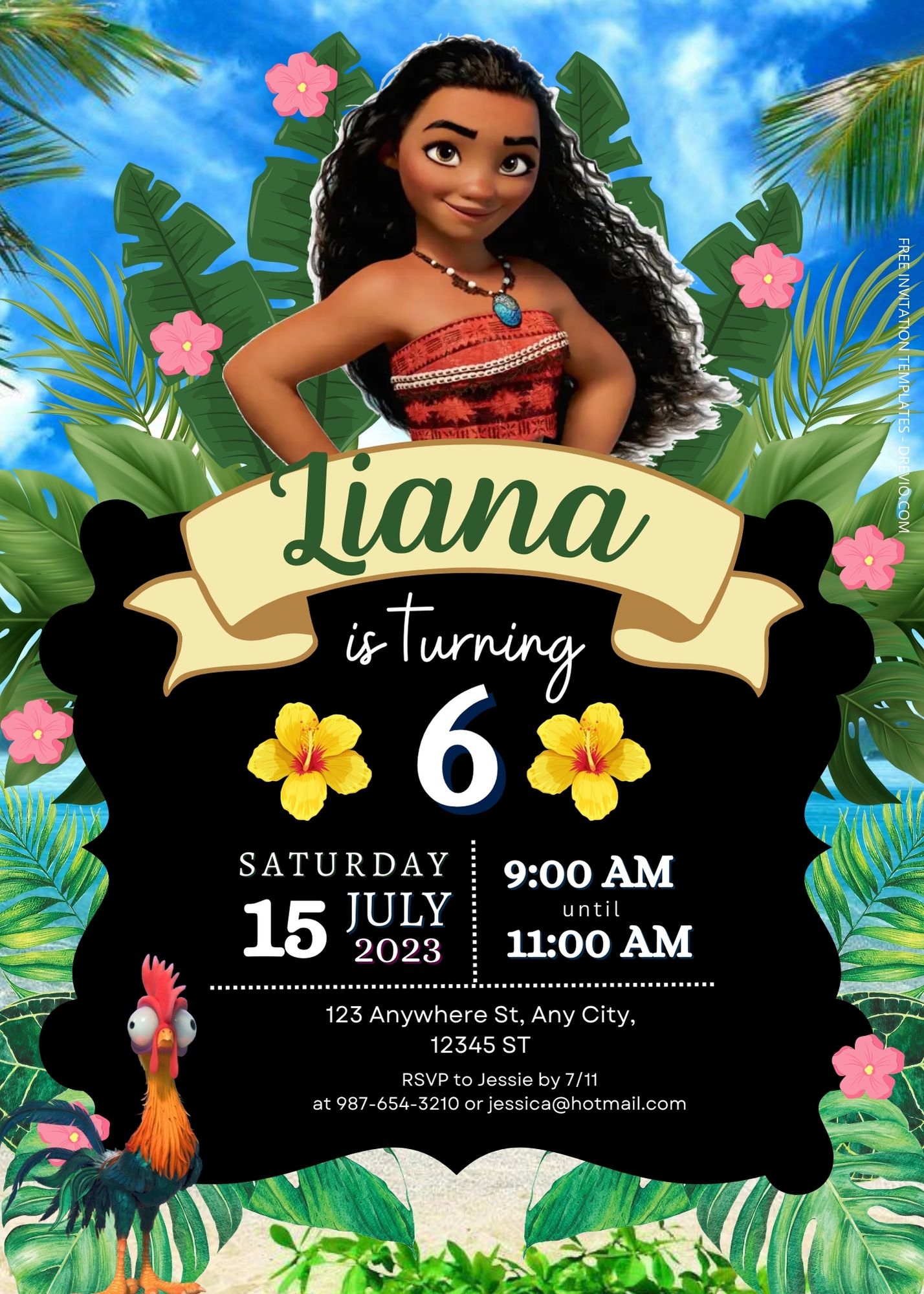 FREE Moana Birthday Invitation Templates