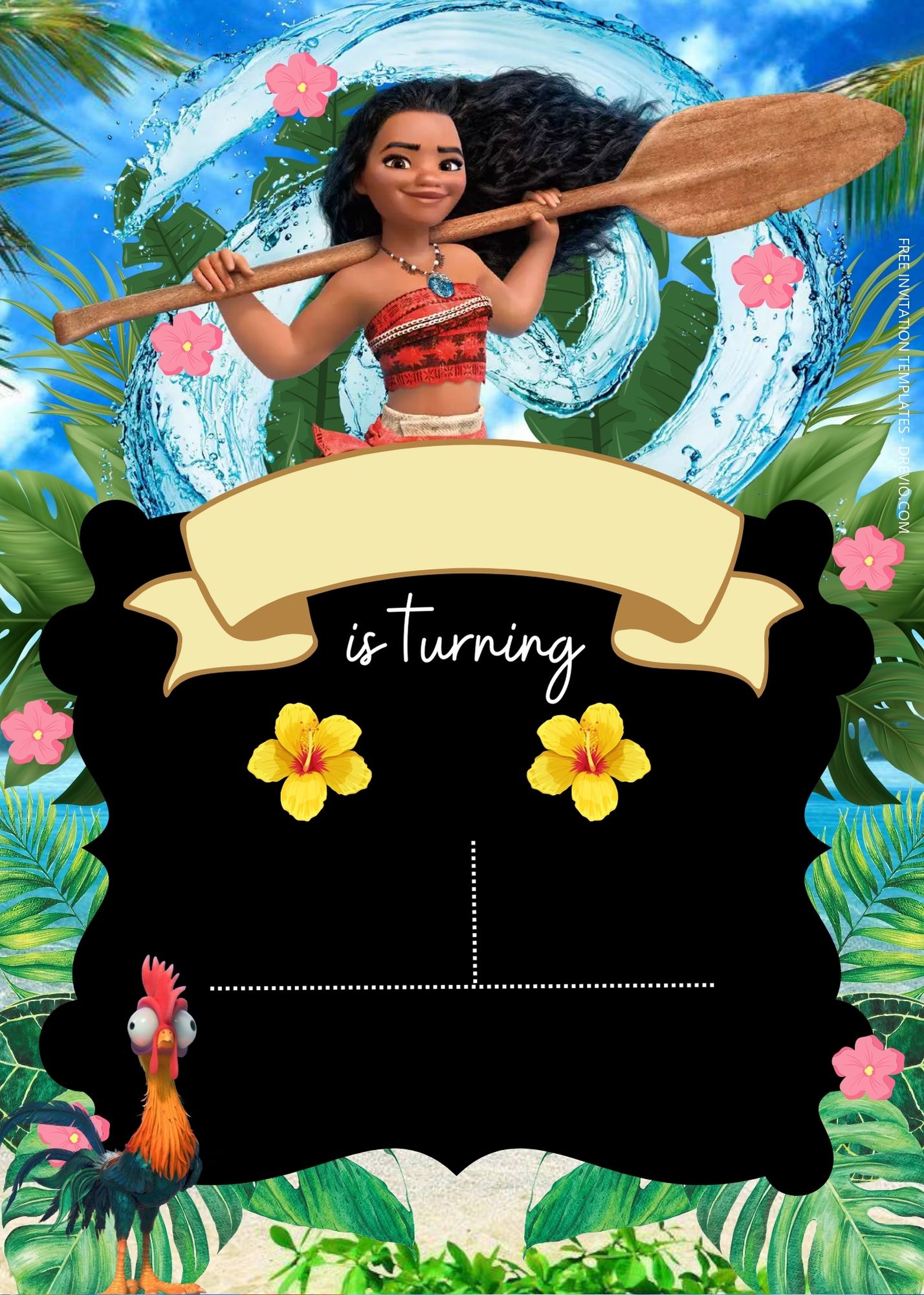 FREE Moana Birthday Invitation Templates