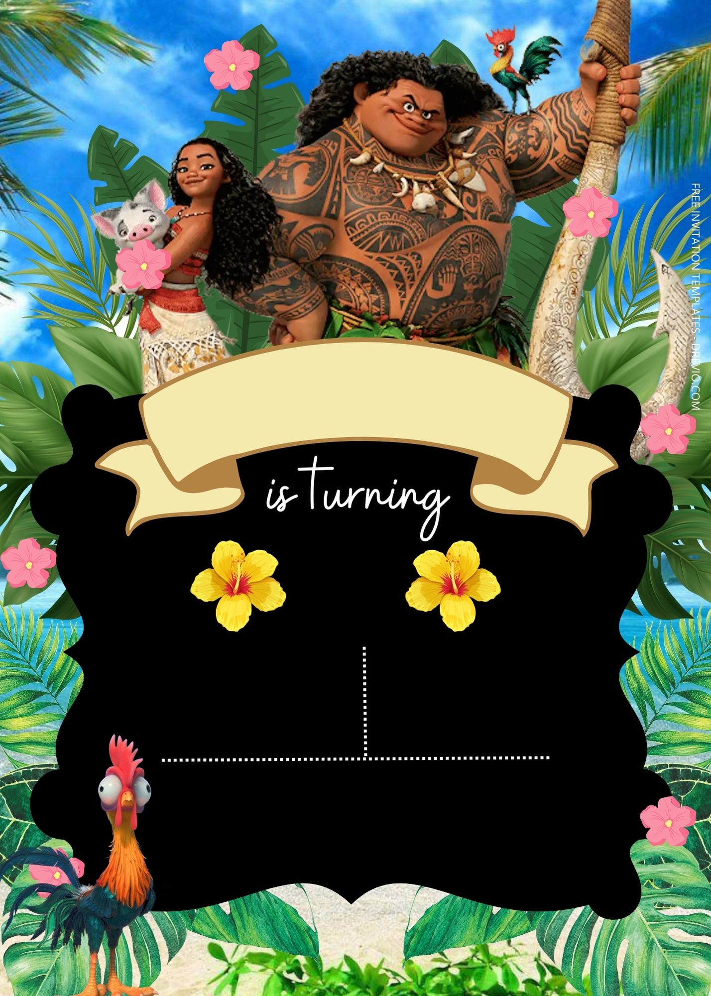 FREE Moana Birthday Invitation Templates