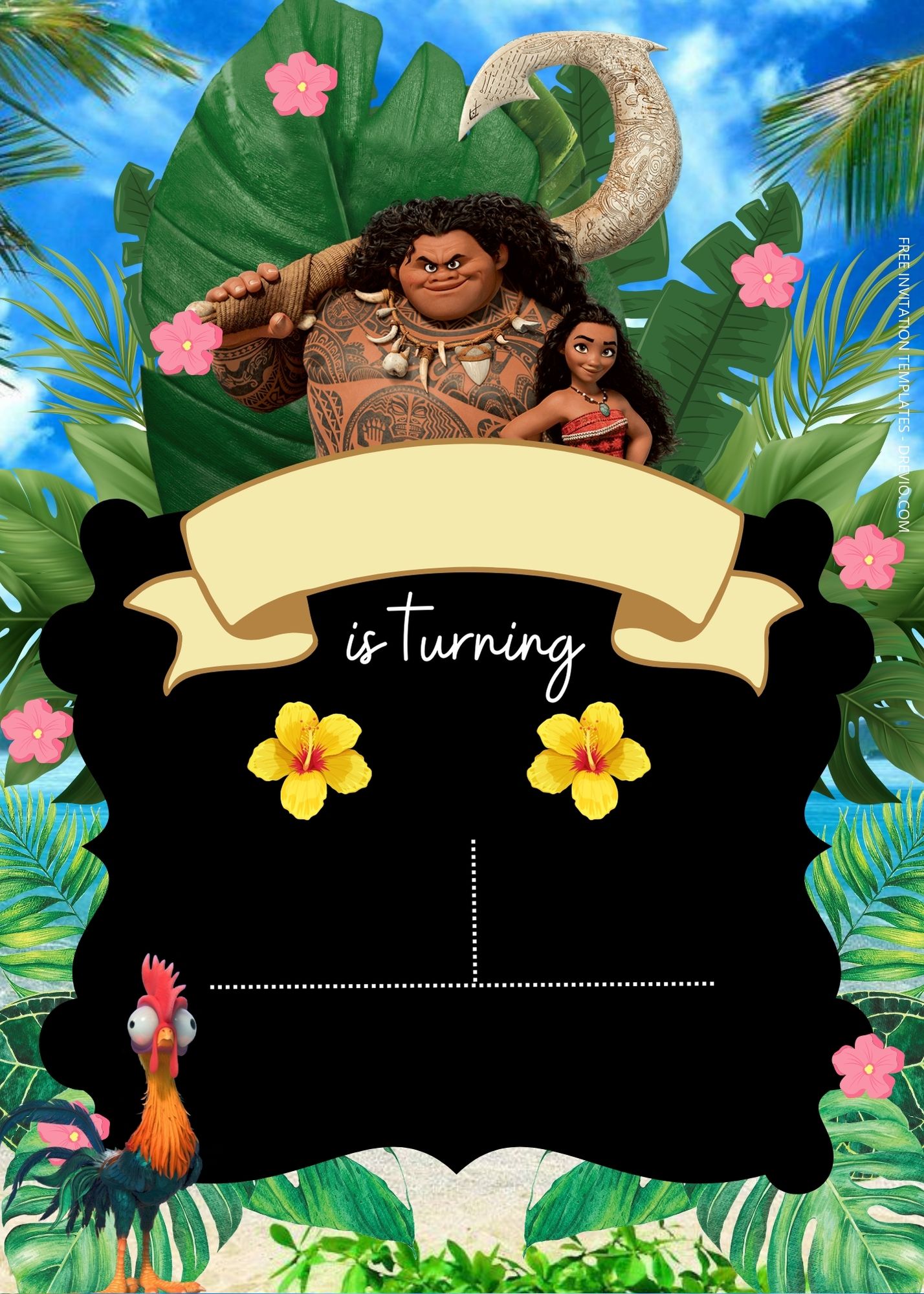 FREE Moana Birthday Invitation Templates