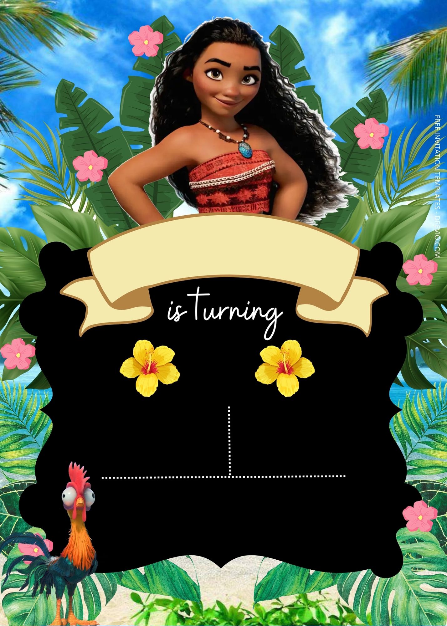 FREE Moana Birthday Invitation Templates
