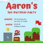 FREE Pixel Mario Birthday Invitation Templates