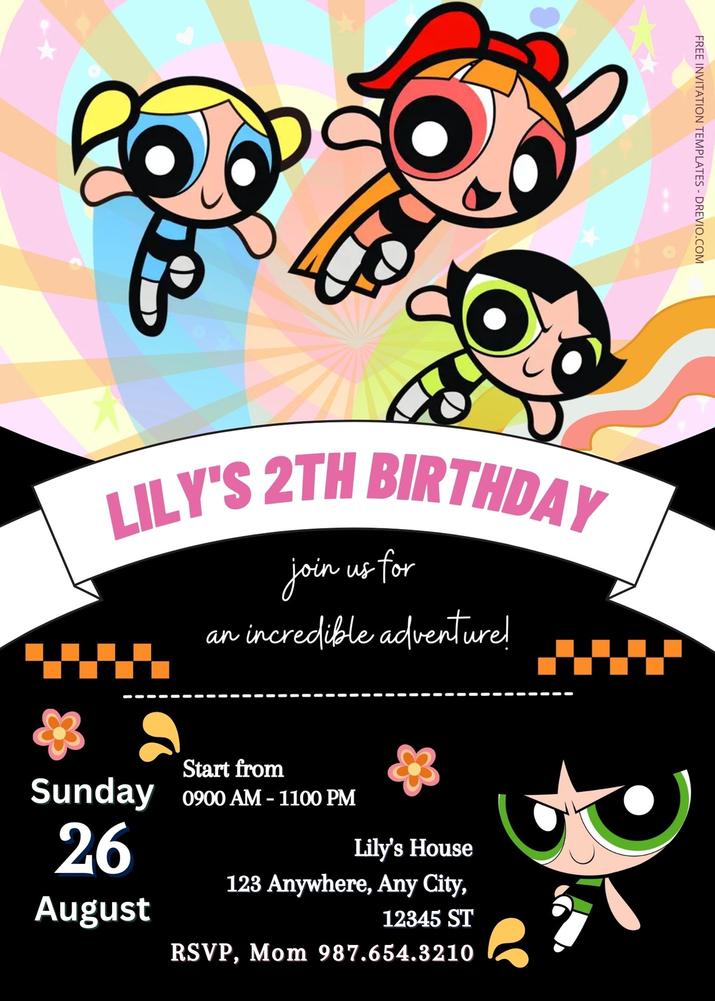 FREE PowerPuff Girls Birthday Invitation Templates