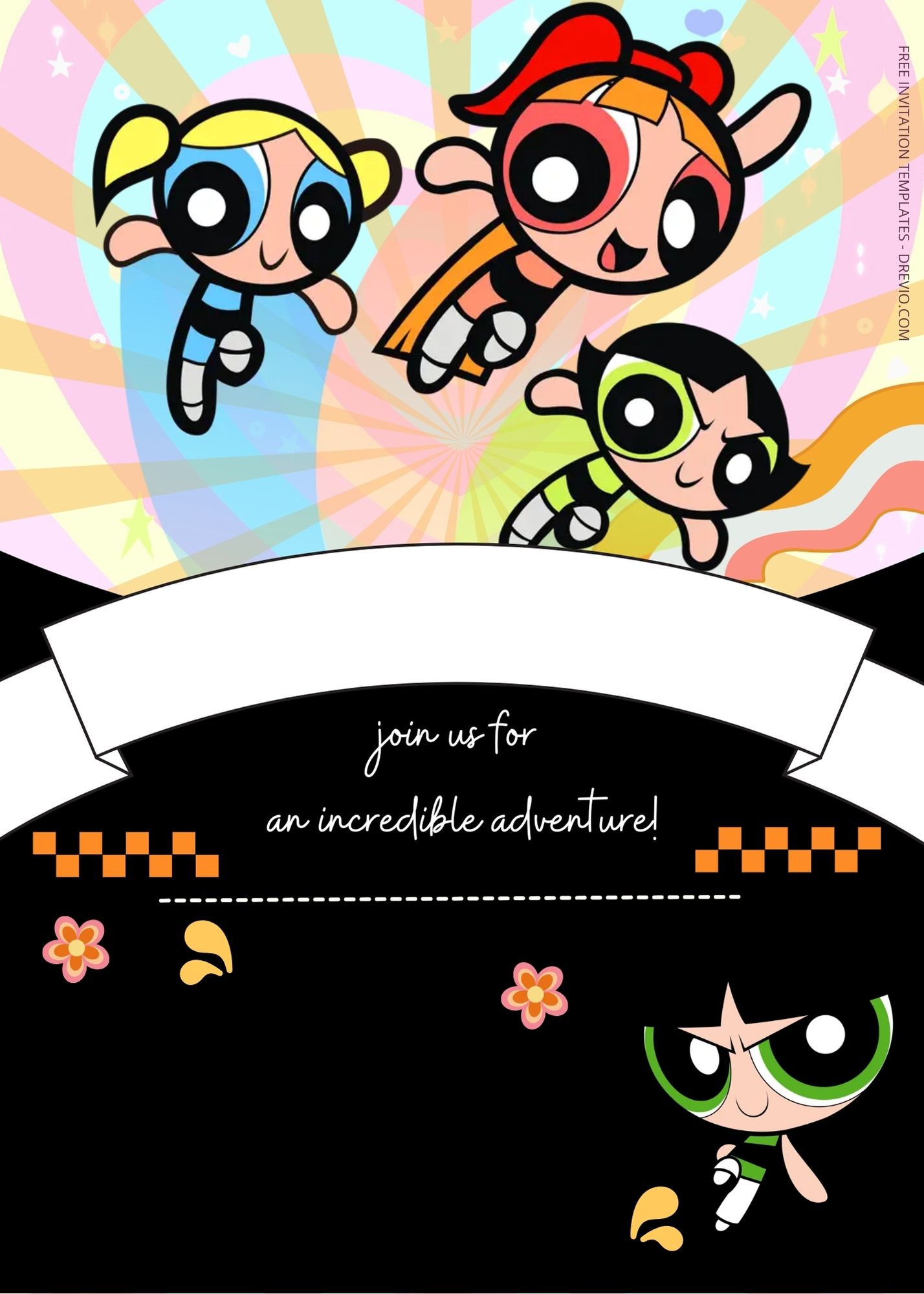 FREE PowerPuff Girls Birthday Invitation Templates