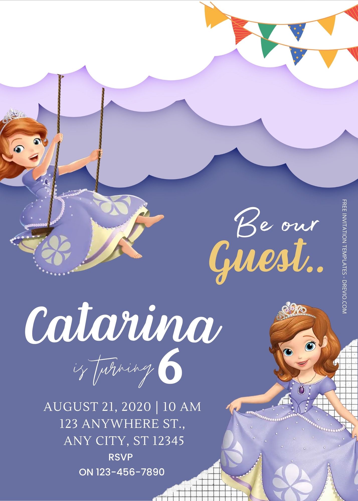 FREE Sofia The First Birthday Invitation Templates