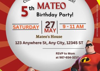 FREE The Incredibles Birthday Invitation Templates