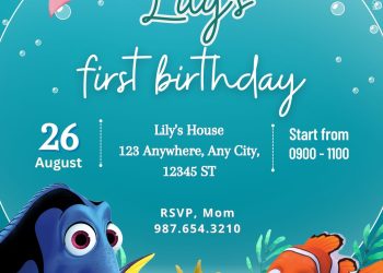 FREE Under The Sea Finding Nemo Birthday Invitation Templates
