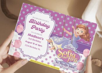 (Free Editable PDF) Sofia The First Mystic Isles Birthday Invitation Templates E