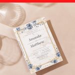 (Free Editable PDF) Enchanted Marble And Floral Wedding Invitation Templates